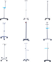 Obraz premium hydration iv drip stand set cartoon vector illustration