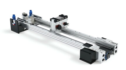 High-precision positioning system using linear rail with white background