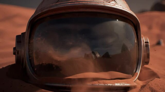Lost Astronaut Helmet on Mars Surface