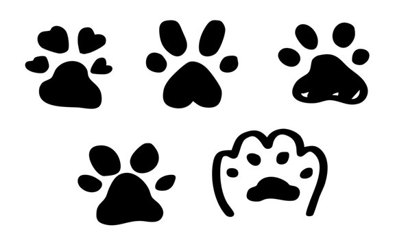 Doodle paw cat. Pet paw icon. Cat paw vector illustration	
