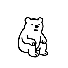 Simple black outline drawing of a seated polar bear