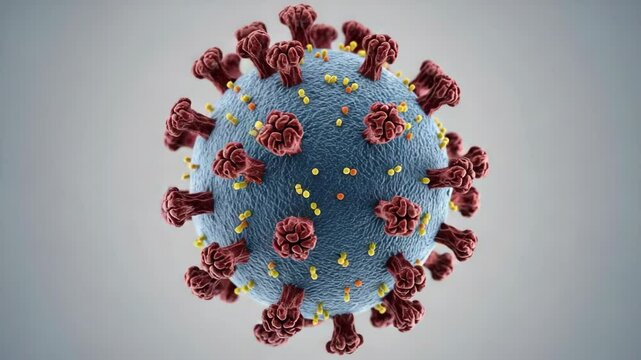Detailed Close-Up View of Virus Structure in Scientific Illustration