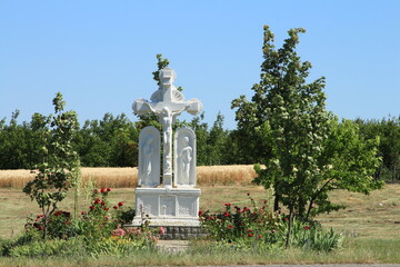 A large statue in a park