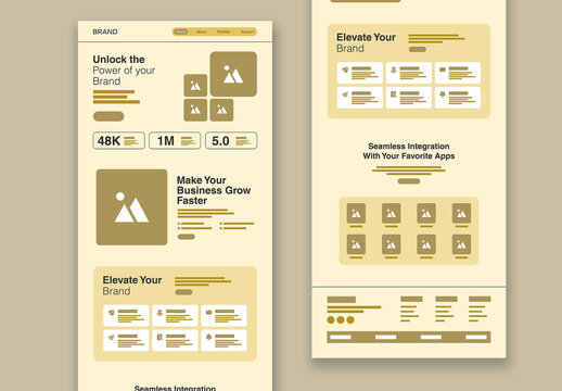 Clean Minimalist Landing Page Wireframe Template