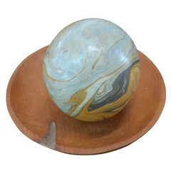 antique wooden ball on the plate isolated object