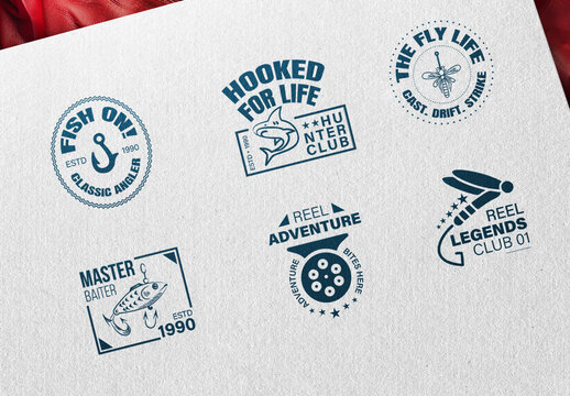 Editable Fishing Logo And Badge Set Template