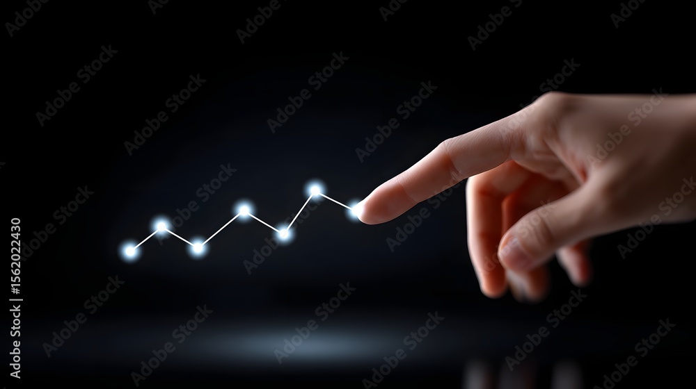 Aufkleber finger touching a glowing graph or data visualization