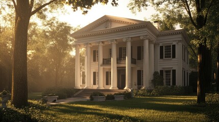 Obraz premium Majestic Georgian Mansion at Golden Hour