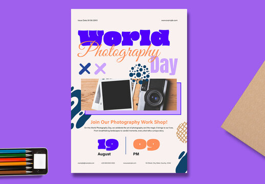 World Photography Day Flyer With Vintage Style