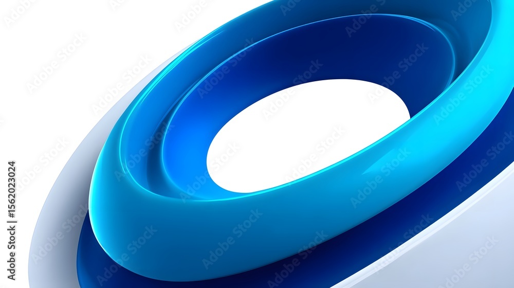Aufkleber abstract blue circular shapes in 3d rendering