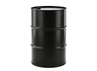 A black metal barrel with a ribbed body isolated on transparent background