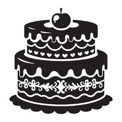Layered charm in a single image – Cake silhouette formed through minimal Cake vector – Cake illustration

