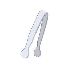 serve sugar cube tongs cartoon vector illustration