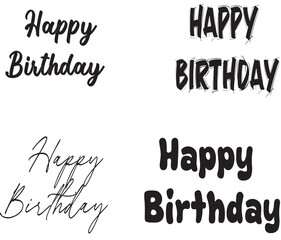 Happy Birthday Fonts Design – Hand-Drawn Vector Lettering Set for Typography Projects