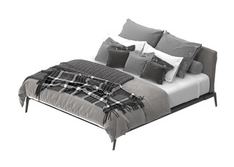 A meticulously designed bed, showcasing a sense of comfort and modern aesthetic