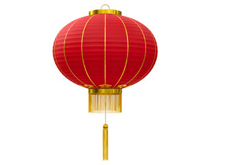 Obraz premium Traditional chinese red lantern with gold accents isolated on transparent background