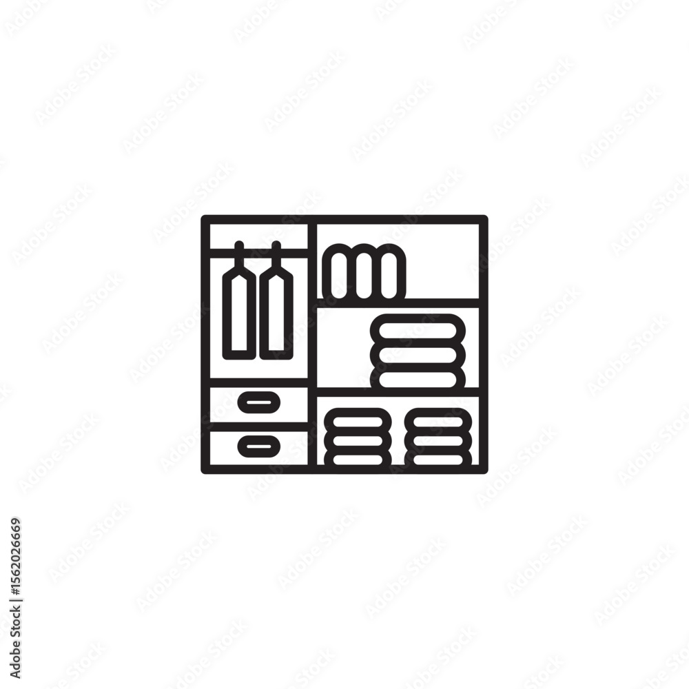 Poster a minimalist line art icon of a house blueprint with dashed lines indicating dimensions, symbolizing
