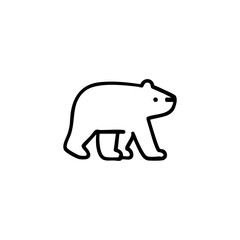 Simple black outline drawing of a polar bear walking