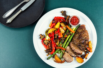 Delicious fried duck breast.
