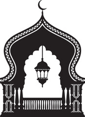 Elegant Islamic Architecture Silhouette with Lantern