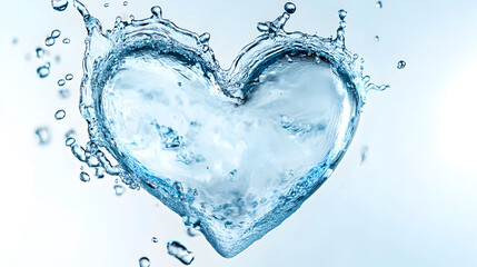 Heart-Shaped Splash of Water on Light Blue Background

