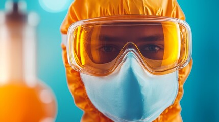 Symbolize of restricted lab. Protective gear worn by a scientist in a laboratory setting.