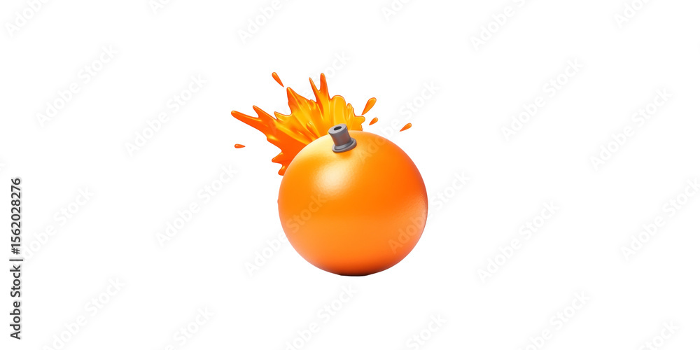Aufkleber exploding orange balloon capturing dynamic burst of liquid