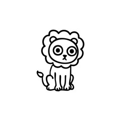 Simple black line drawing of a cartoon lion