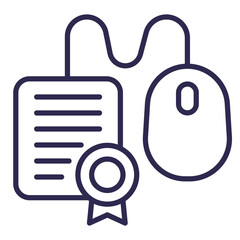 online education line icon with a diploma