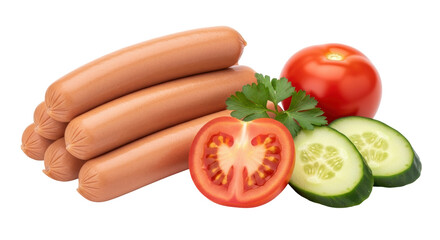 Isolated Sausages with Vegetables