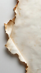 Burnt old paper sheet placed on vintage wooden background