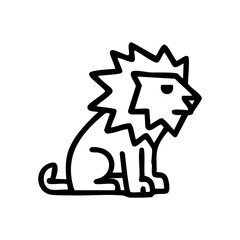 Simple black line drawing of a seated lion