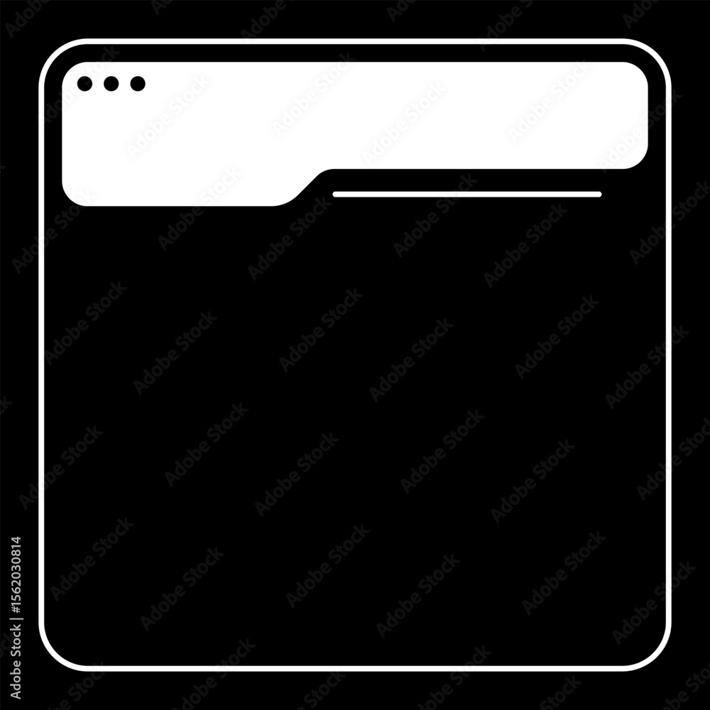 Aufkleber minimalist black and white window frame graphic. clean simple browser window with rounded corners.