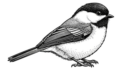 Isolated Chickadee Bird Illustration © Johanna