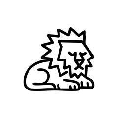Simple black outline drawing of a resting lion