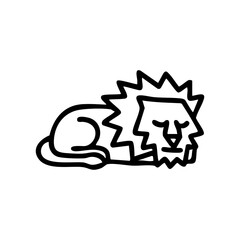 Simple black line drawing of a sleeping lion