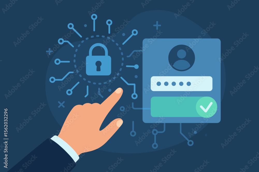 Poster cyber security concept. user authentication. secure login, password verification. data protection te