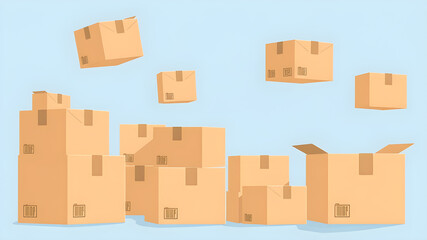 Fototapeta premium Illustration of several moving boxes. .Generative AI