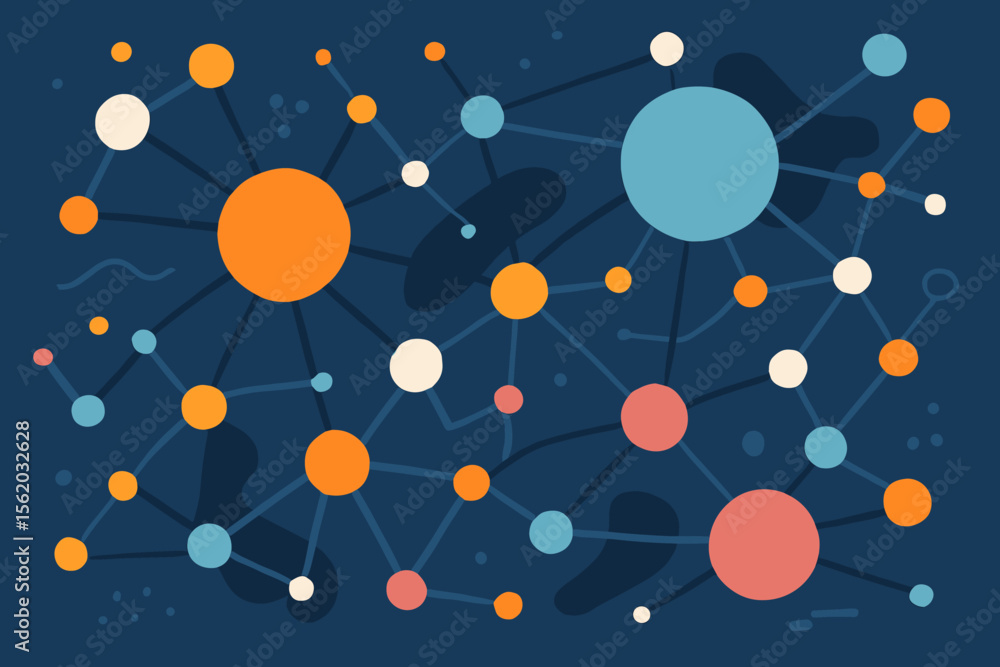 Poster abstract neural network connections, artificial intelligence, machine learning, data science, big da
