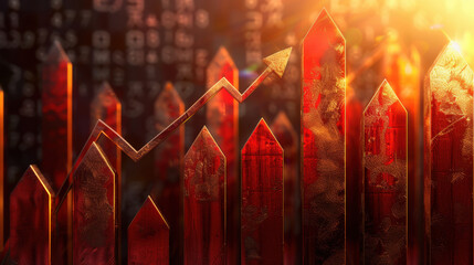 Abstract background of business growth with bar chart, showcasing upward trends and vibrant colors, symbolizing success and progress