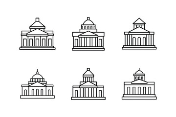 Fototapeta premium civic building blueprint line art vector illustration