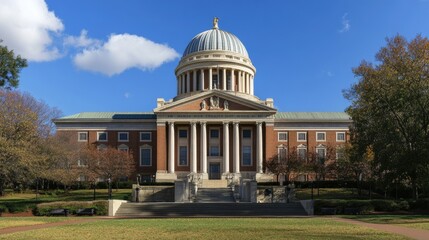 Obraz premium The Majestic Samford University's Harrison Library: A Symbol of Knowledge and Learning