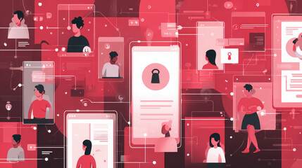 Digital security, privacy, people, and technology connected network