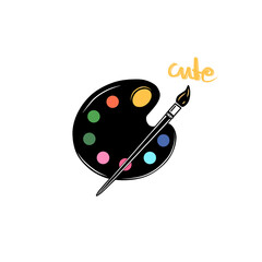 palette with brushes