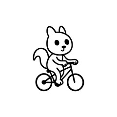Cute cartoon squirrel riding a bicycle