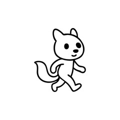 Cute cartoon animal, likely a squirrel or similar, walking.  Simple black line drawing on white background.  Small, friendly-looking face and body.  Sketchy, child-like style