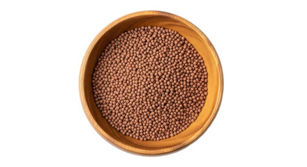 Isolated Wooden Bowl Full of Buckwheat Grains