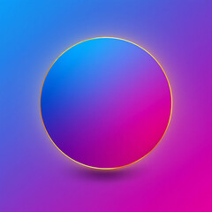 Obraz premium Abstract gradient circle with golden border on a vibrant blue and pink background