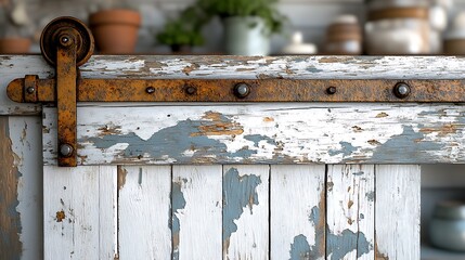 Barn door detail with rustic, and weathered wood.