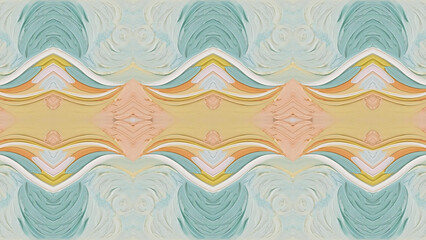 Abstract Pastel Pattern Featuring Wavy Symmetry and Textured Paint Strokes